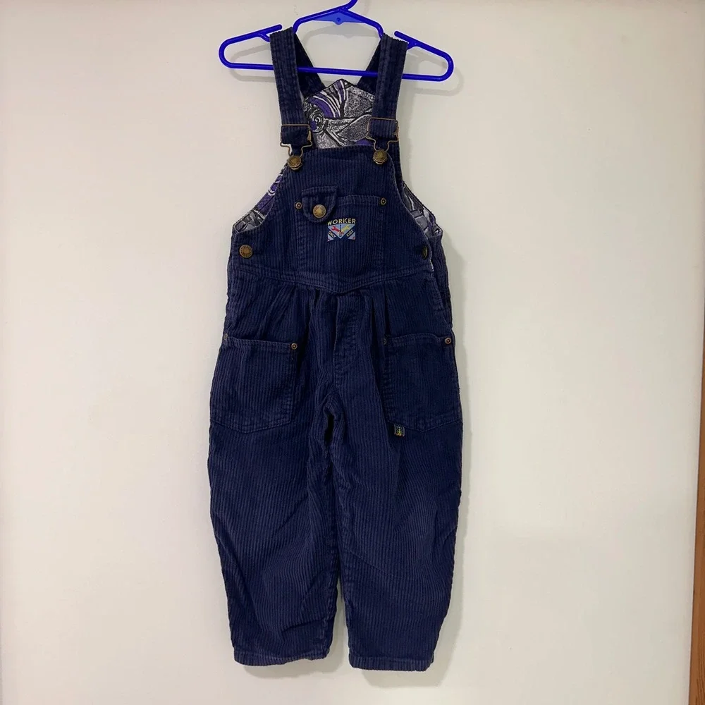 Vintage Formicula Corduroy Worker Overalls Kids 3T Navy‎ Blue Adjustable | Retro
